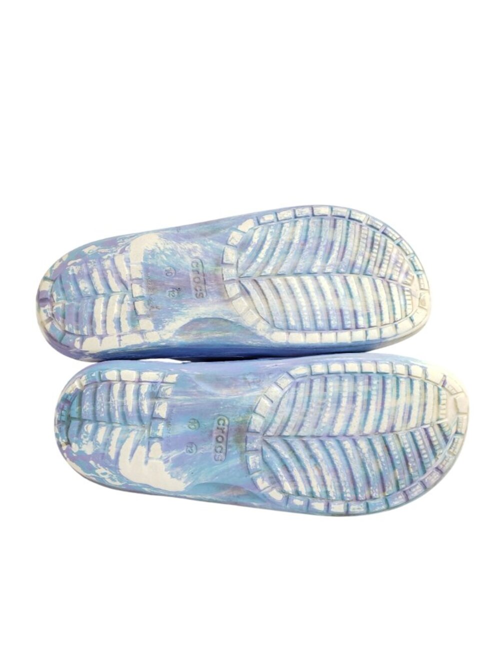 Crocs Womens 12 Tie-Dye Slide Sandals Blue & White - Picture 8 of 9